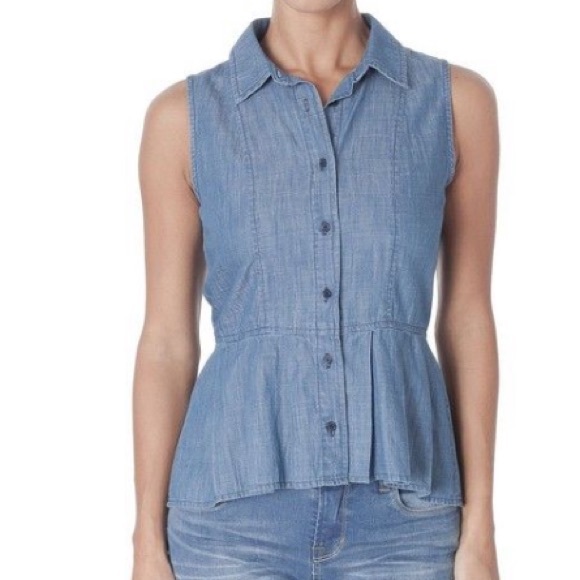 EUC Kensie Peplum Tank Top XS Button Down Collared - Picture 6 of 6